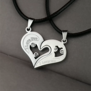 Vòng Cổ Mặt Trái Tim Titan (Một Đôi ) Không Bao Giờ Tách Rời Phong Cách Âu Mỹ VCHEARTCOUPLE015