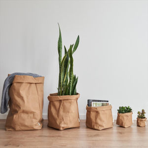 Cowhide Ins Washable Brown Packing Paper Buggy Bag Plant Flower Pot Multifunctional Showcase Tool Artsy Tear-Proof