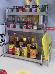 Stainless Steel Thickened Kitchen Storage Rack Spice Organizer Chopsticks Knife Holder Countertop Multi-purpose Accessories Shelf