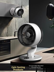 Stable Suction Cup Kitchen Desktop Fan Rechargeable Oscillating Wall Mounted Home Use 3 Blade Air Circulation Fan with Sleep Mode
