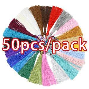 (50pcs/pack)8cm Mixed Color European Minimalist Tassel Straps Key Pendants Hanging Ball Handles Hanging Ears Jewelry Accessories