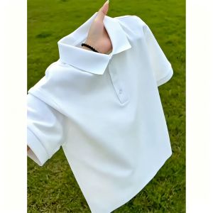 LIUBU | White Bamboo Embroidery New Chinese Style Polo Shirt