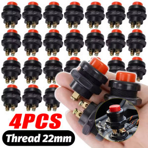 Momentary Push Button Switch Solderless Brass Screw Threaded Panel Mount 12V Engine Ignition Horn Reset for Car Motorcycle DIY