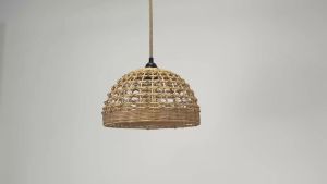 JOYINLED Rattan Woven Pendant Light Round Shade Delicate Chandeliers Fixture for Bedroom Living Room Decor Lamps Dia.28CM E27