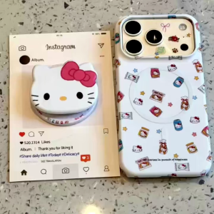 Korean Cute Cartoon Sanrio Hello Kitty Phone Case For iPhone 17 Pro 16 15 13 14 Pro Max For Magnetic KT Bracket Cover Cases