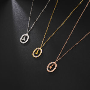 Cazador Zircon Initial Letter Necklace for Women Rhinestone A-Z Alphabet Choker Necklace Stainless Steel Jewelry Mother Gift