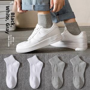 JINGCHI | Mens Cotton Socks Anti-Odor Sport Short Socks Pure Black White Low Help Short Tube Boat Socks Spring Autumn Trendy Crystal Stream