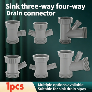 Sink Drain Pipe Adapter Y Shaped Basin Sewer Branch Connector Overflow Tube Thread Hose Joint for Kitchen Bathroom Accessories