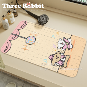 Bathroom Shower Room Anti-Slip Fall Proof Suction Cup Mat Line Little Dog Home Use Children Bath Room Floor Pad Cartoon Style