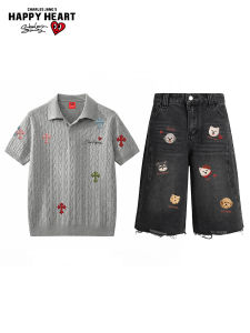 CHARLES JANGS HAPPY HEART | Classic V-Neck Mens Summer Polo Set