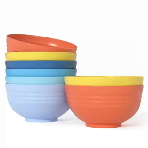12pcs Plastic bowl 6inch Deep bowl Macaron color premium bowl soup bowl round bowl rice bowl Anti-fall bowl HIEM