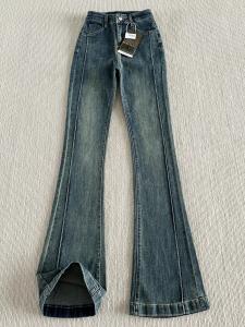 High Waist Slim Fit Ultra Long 180 Denim Jeans Women Spring Autumn High Elasticity Micro Flared Floor Length Pants