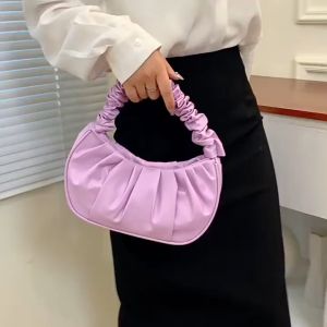 กระเป๋าสะพายข้างทรงก้อนเมฆ สไตล์เกาหลี ดีไซน์จีบหรู 2024 น้ำหนักเบา พกพาสะดวก