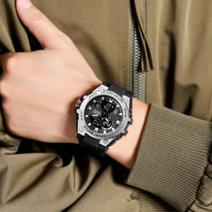 Hoyee Men Sport Running Watch Waterproof Large Face Electronic Watches for Outdoor Activities or Daily Use Waterproof Digital Watch LED Electronic Wristwatch Trend Casual Leather Watch