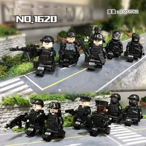 FUNToy 12 PCS SWAT Tentara Militer Minifigures Mainan Kit Bangunan Mainan Blok Bangunan Blok Bangunan Tokoh Militer Tentara Membangun Batu Bata Mainan Mainan Anak-Anak untuk Anak Laki-laki Perempuan Kompatibel dengan Semua Merek