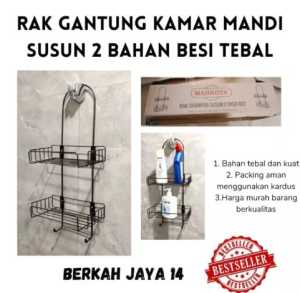 RAK BESI SHAMPO GANTUNG SUSUN 2 KAMAR MANDI SERBAGUNA BESI TEBAL HITAM MURAH BERKUALITAS PROMO TERLARIS