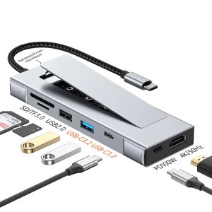 Kebidumei | KEBIDUMEI M.2 NVMe SSD HUB 8 in 1 USB 3.2 10Gbps Docking Station Type C to 4K HDMI PD100W SD TF Card Reader For Macbook Pro Air