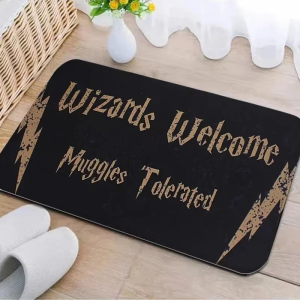 VIKAMA Muggles Welcome Wizards Tolerated Doormat Non Slip Washable Entrance Rug Front Door Magic Home Decor