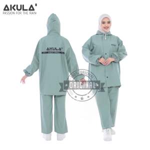 Akula Jas Hujan Setelan Baju Celana Mantel Dewasa Bahan PVC 025 Anti Rembes Elastis 100% Original