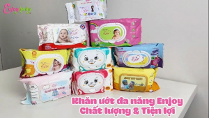 COMBO 10 Khăn ướt baby ENJOY mềm mại dưỡng ẩm tiện dụng đạt chuẩn sức khỏe SGS - Gói 20/50/65/80 tờ