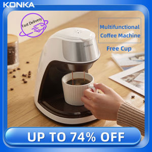 KONKA Coffee Maker Machine Single Cup Household Coffee Machine Mini Portable Coffeemaker With Free Ceramic Cup on sale mini portable Coffee Brewer Machine brewed Automatic Drip Coffee Complete Set 1 cup Free Gift Buy one Take one Coffee Maker Machine