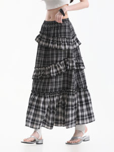 zuocisankon | Chân Váy Gingham Phong Cách Trẻ Trung Dài Không Đều