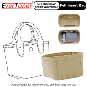 กระเป๋าสอด EverToner สำหรับ Longchamp กระเป๋าฟางสักหลาดกระเป๋ามีผ้าซับในเครื่องสำอางเก็บของกระเป๋าจบการจำแนกกระเป๋าสักหลาดเฟ็ลทสนับสนุน