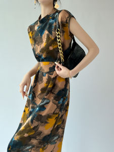MASSCSALLY | Stylish Oil Paint Printed Womens Maxi Dress