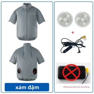 Áo Khoác Quạt Làm Mát Mùa Hè Chất Liệu Mỏng Tay Ngắn Kiểu Dáng Rộng Rãi Dành Cho Nam Và Nữ Thích Hợp Cho Câu Cá Ngoài Trời Chống Say Nắng Khóa Kéo Chất Liệu Polyester