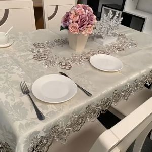 New Rectangle Tablecloth Embroidery Lace Table Cover Flower Elegant Hollow Out Table Cloth Towels Dining Coffee Table Cover Aesthetic Table Cover