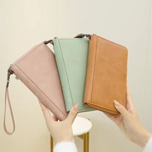 2026 NEW PU Leather Passport Holder Covers RFID Blocking Family Travel Multi-Card Bit Passport Wallet With Wrist Strap