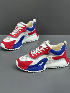 ZhanChao Brand Mens Casual Shoes 2025 New Autumn Retro Print Running Shoes Inner Heightening Dad Shoes Youth Trend Fashion