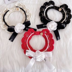 DY Yêu Thương Thương hiệu theo xu hướng Vòng cổ cho thú cưng cho Teddy shihtzu poodle và mèo con hoa cổ điển thiết kế vòng cổ thanh lịch Bow dệt kim vật liệu