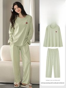 MiiOW | Bộ đồ ngủ cotton nguyên chất cho nữ mùa thu đông dài tay quần dài mặc nhà thoải mái thoáng khí quần áo mặc ở nhà