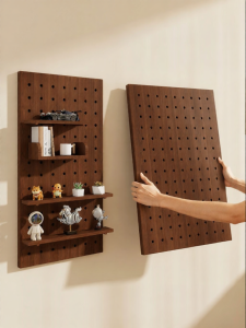 BEIQIVI | Retro Solid Wood Hole Board Shelving Customizable Desktop Entryway Wall Decoration Hole-Free Mounting