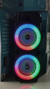 V2S PB821BT 8-inchx2 Dual Bass Bluetooth Speaker With LED Light and Wireless Digital Microphone