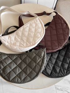 Túi Đeo Chéo Hình Bánh Bao Dung Tích Lớn Túi Vải Thường Ngày Cho Học Sinh Túi Đeo Vai Đơn Bằng Vải Cotton Có Khóa Kéo