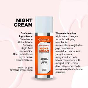 GLUTERA WHITENING NIGHT CREAM - Pelembab Pencerah Wajah Malam HALAL BPOM