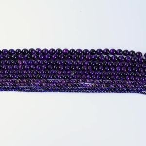 32-90pcs A Level 4 6 8 10 12mm Purple Tiger Eye Beads Loose Spacer Round Natural Stone Bead For DIY Charms Bracelet Necklace