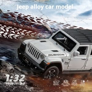 1/32 Jeep Wrangler Rubicon Off-Road Vehicle Simulation Alloy Car Model Kids Pull Back Collection Ornament & Desktop Decoration