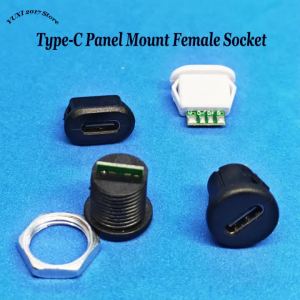 1/2/5PCS Type-C 6Pin Panel Mount Female Socket Waterproof USB-C Charger Plug Dock Connector For Fast Charging & Power 