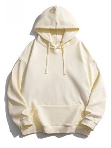 ROMON | Romon Mens Hoodie Casual Loose Fit Fashionable Solid Color Spring Autumn New Style Sportswear Top Urban Youth Polyester Cotton Blend