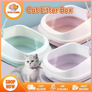 Cat Litter Box High cover Cat Kitten Litter Box with Scoop Deodorization leakage prevention Open Cat Litter Box