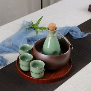 ชุดเครื่องดื่มไวน์เซรามิกโบราณขนาดเล็ก ชุดแก้วไวน์แดง ชุดแก้วไวน์เหลือง ชุดแก้วไวน์ขาว ชุดแก้วไวน์สีเขียว ชุดแก้วไวน์สีน้ำเงิน