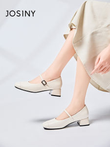 Josiny French Mary Jane Shoes Womens 2025 New Simple Match Pure Color Fairy Style Thick Heel Single Shoes Casual Fashion