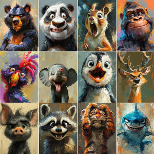 Cartoon Canvas Painting By Numbers for Kids Children Handpainted Number Drawing Animals Picture Home Decor Living Room Wall Art