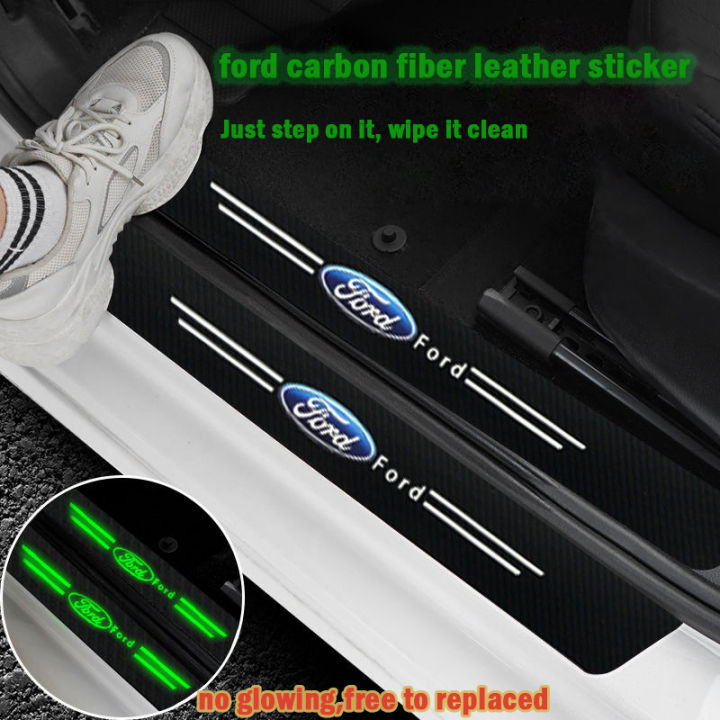 9 cái/bộ sợi carbon da nhãn dán xe phát sáng trong bóng tối cửa xe bên ...