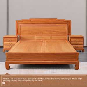 XIANMINGYUAN | Giường Đôi Zitan Phong Cách Trung Quốc Mới Gỗ Nguyên Miếng