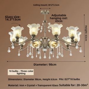 OUCHAO | American Vintage Luxury Crystal Chandelier Full Spectrum Eye Protection