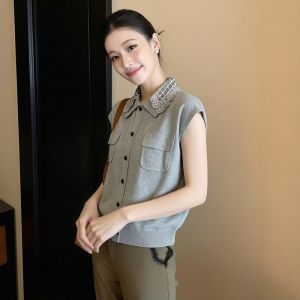 AIYITI | Vintage Lace Peter Pan Collar Short Sleeve Knitwear Womens Top